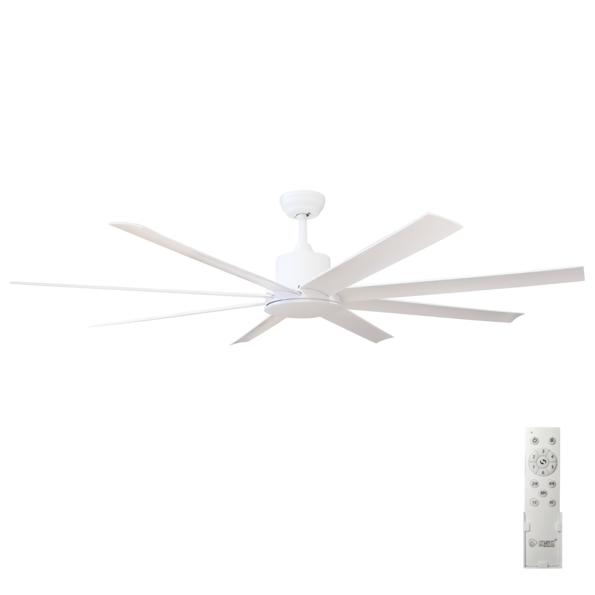 Diongo 65' DC ceiling fan with remote control 8 blades White