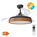 [300005072] Ranta 42' DC ceiling fan with remote control CCT 3 retractable blades transparent Wood Walnut/Black