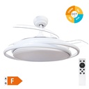 [300005073] 42' DC ceiling fan with remote control CCT 3 retractable blades transparent White
