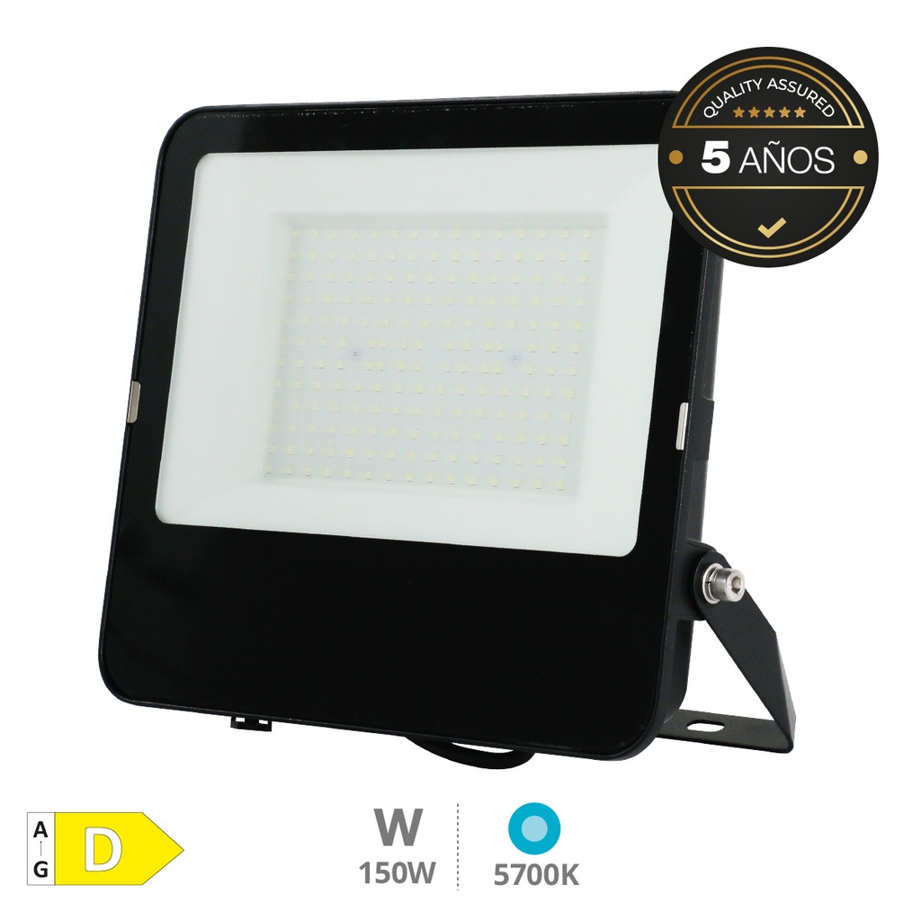 Projetor de alumínio LED Série Liwale 150W 5700K IP65 Preto - Pro Line