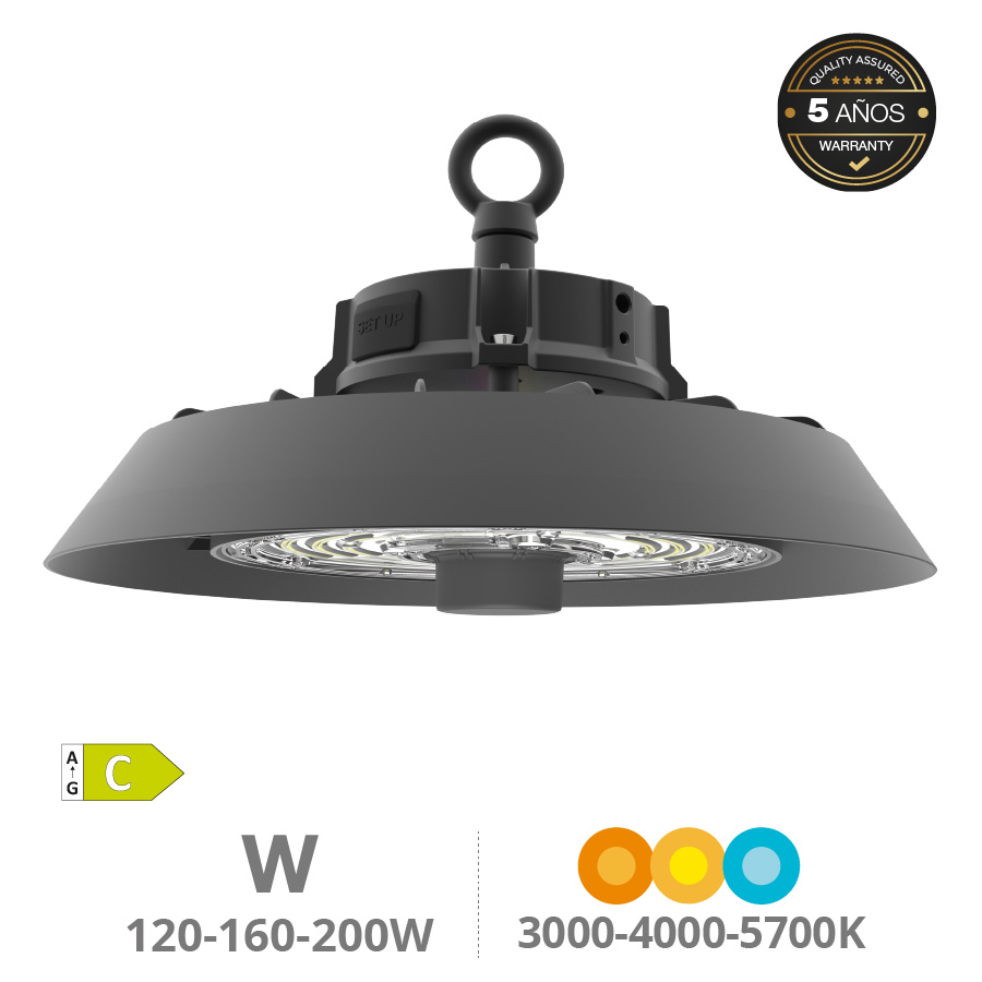 Suspension industrielle LED 120W-160W-200W + CCT 90º - Pro Line
