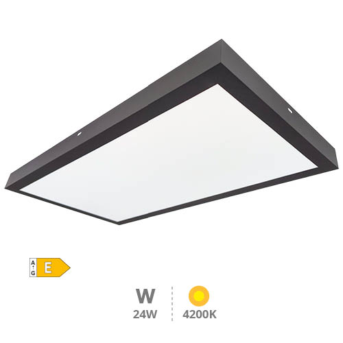 Painel LED de superfície retangular Kisongo 60x30 cm 24W 4200K Preto