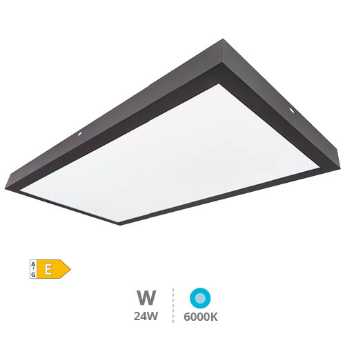 Painel LED de superfície retangular Kisongo 60x30 cm 24W 6000K Preto