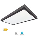 Panel superficie LED rectangular Kisongo 90x30cm 36W 6000K Negro