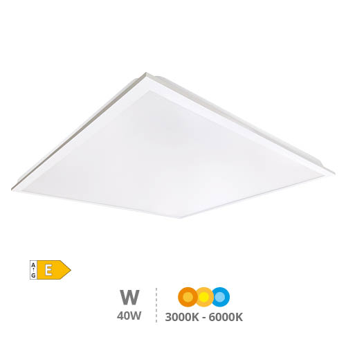 LED recessed backlit panel 40W 3000K-4000K-6000K UGR&lt;19 60x60cms. White 
