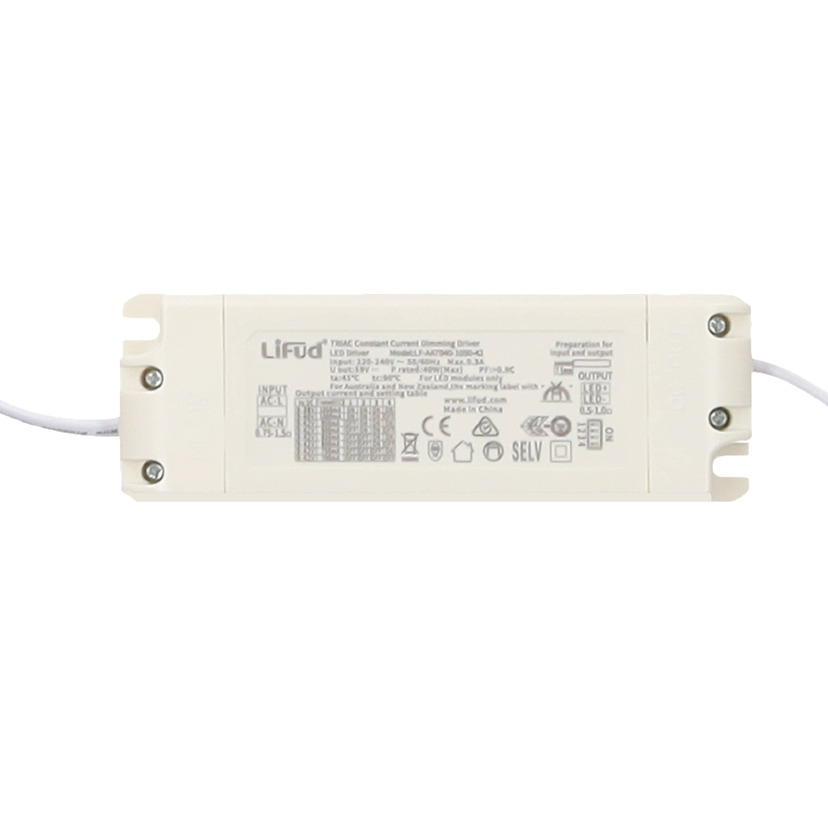 Driver LIFUD regulável TRIAC para painéis LED saída 30 - 42V