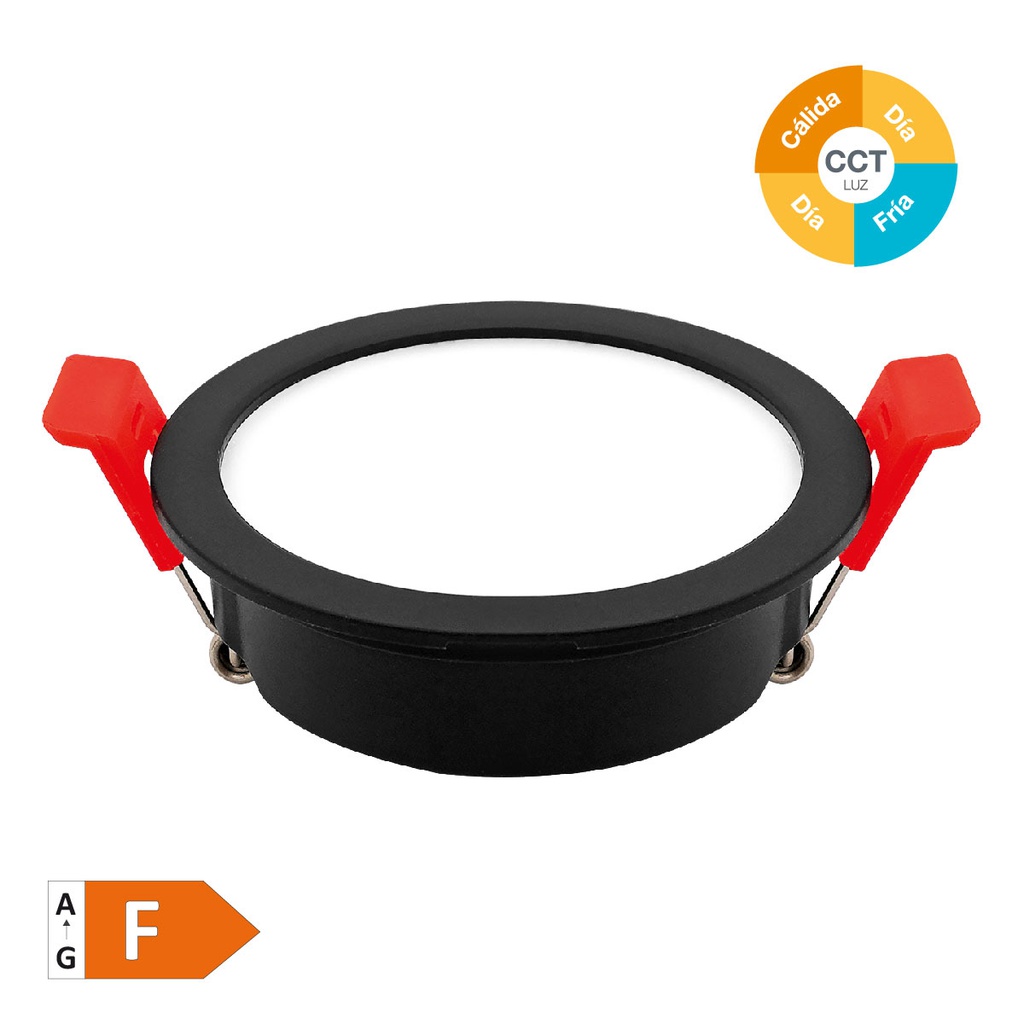 Downlight redondo encastrável compacto LED Lumati 7W 3000 - 4000 - 6000K Preto