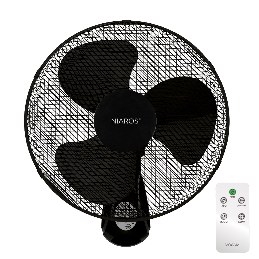  Wall fan 43cm Ø 45W with remote, Black