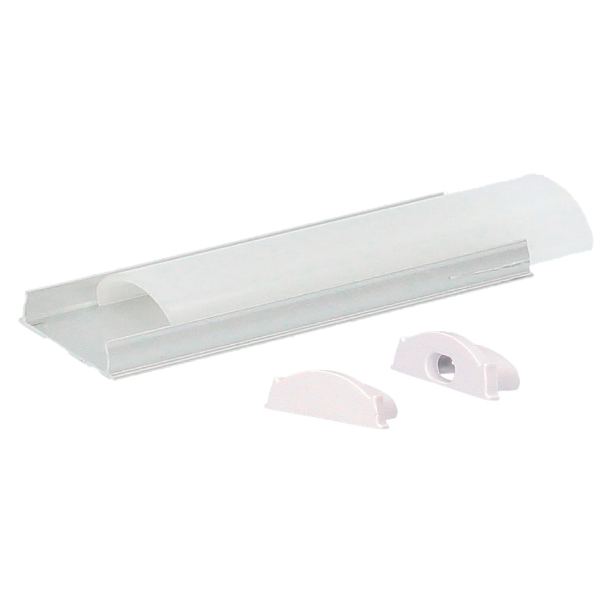 Kit perfil alumínio translúcido superfície oval 2 m para tiras LED até 14 mm
