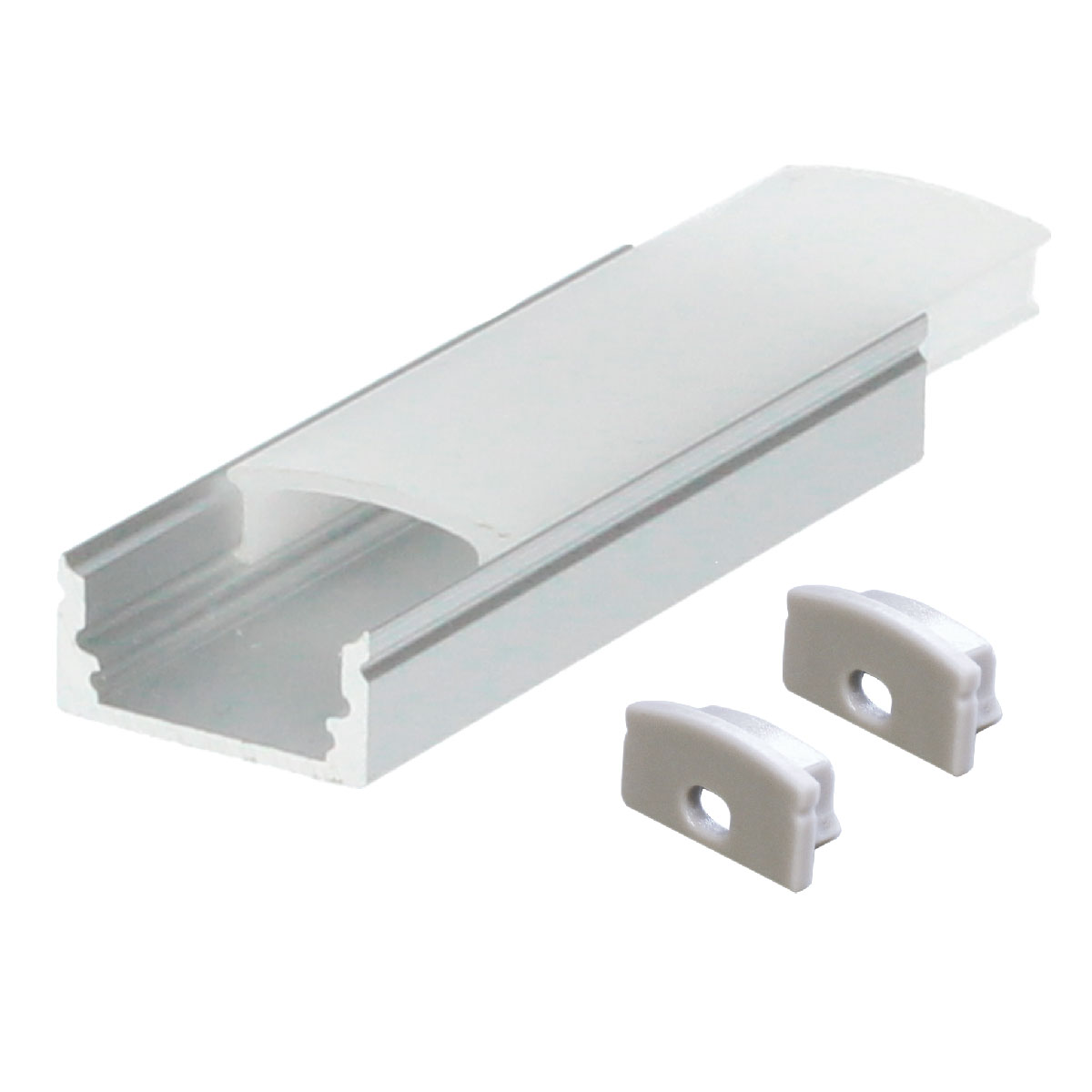 Kit profil aluminium translucide de surface 2 M pour bandes LED jusqu'à 12 mm