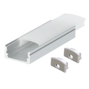 Kit perfil aluminio traslúcido superficie 2M para tiras LED hasta 12mm Gris