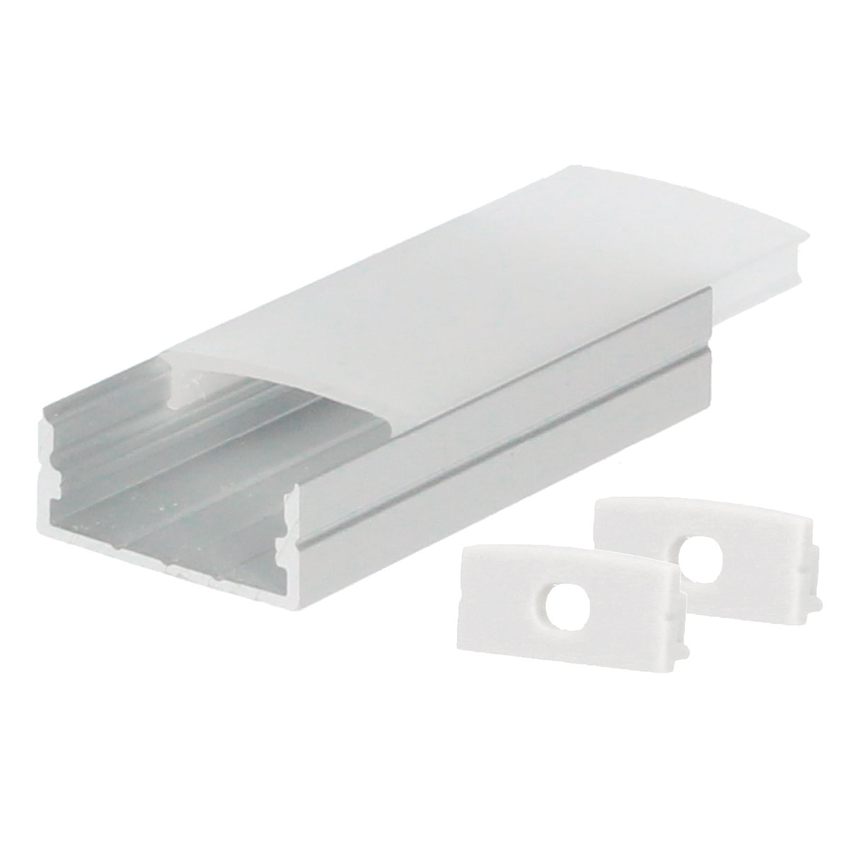 Kit profil aluminium translucide de surface 2 M pour bandes LED jusqu'à 20mm