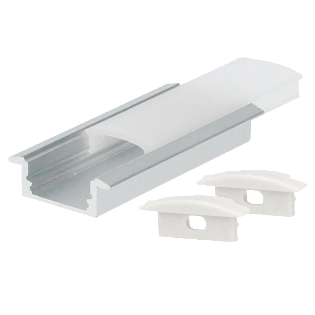 Kit profil aluminium translucide à encastrer 2 M pour bandes LED jusqu’à 12 mm