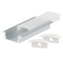 Kit  perfil alumínio translúcido encastrável 2 m para tiras LED até 12 mm