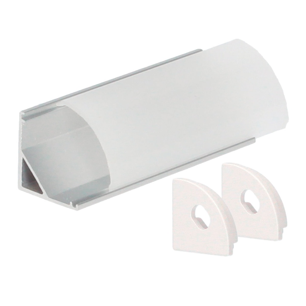 Kit 2M corner aluminum profile for LED strips up to 10mm