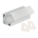 Kit perfil aluminio traslúcido esquinero curvo 2M para tiras LED hasta 12mm