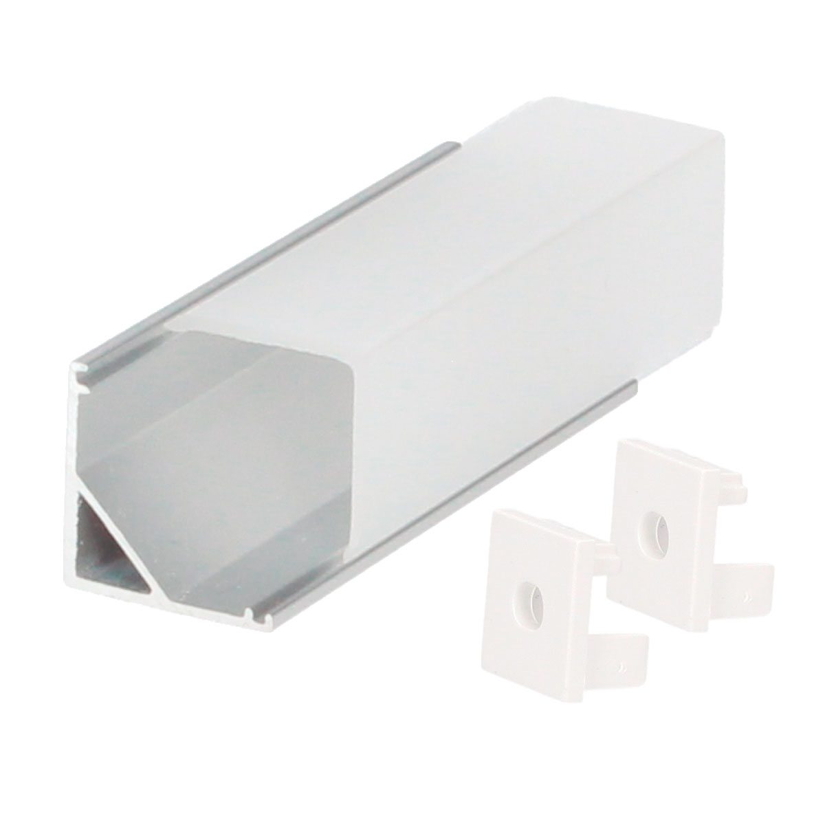 Kit 2M corner aluminum profile for LED strips up to 10mm Square difusser