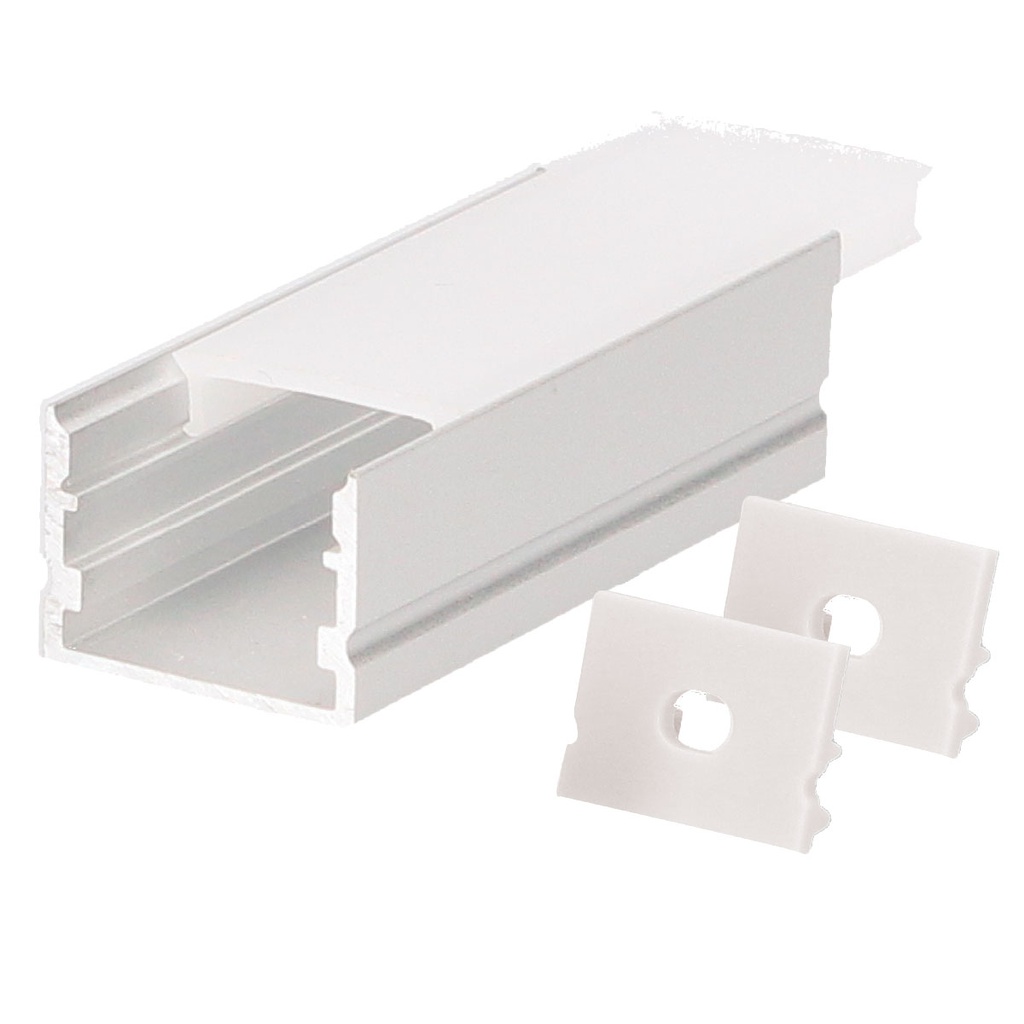 Kit 2M corner aluminum profile for LED strips up to 15mm