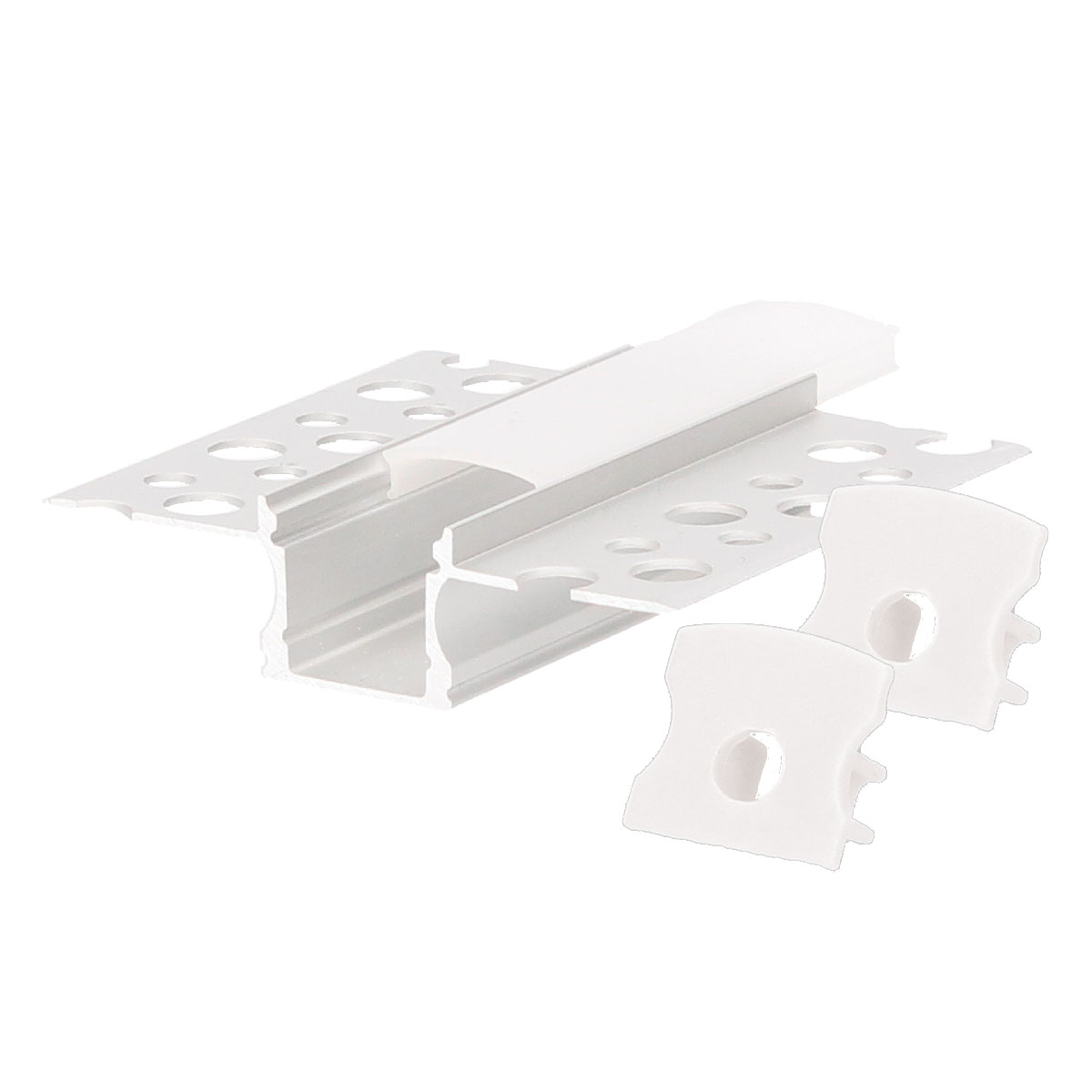 Kit 2M plasterboard recessed aluminum profile for LED strips up to 18mm