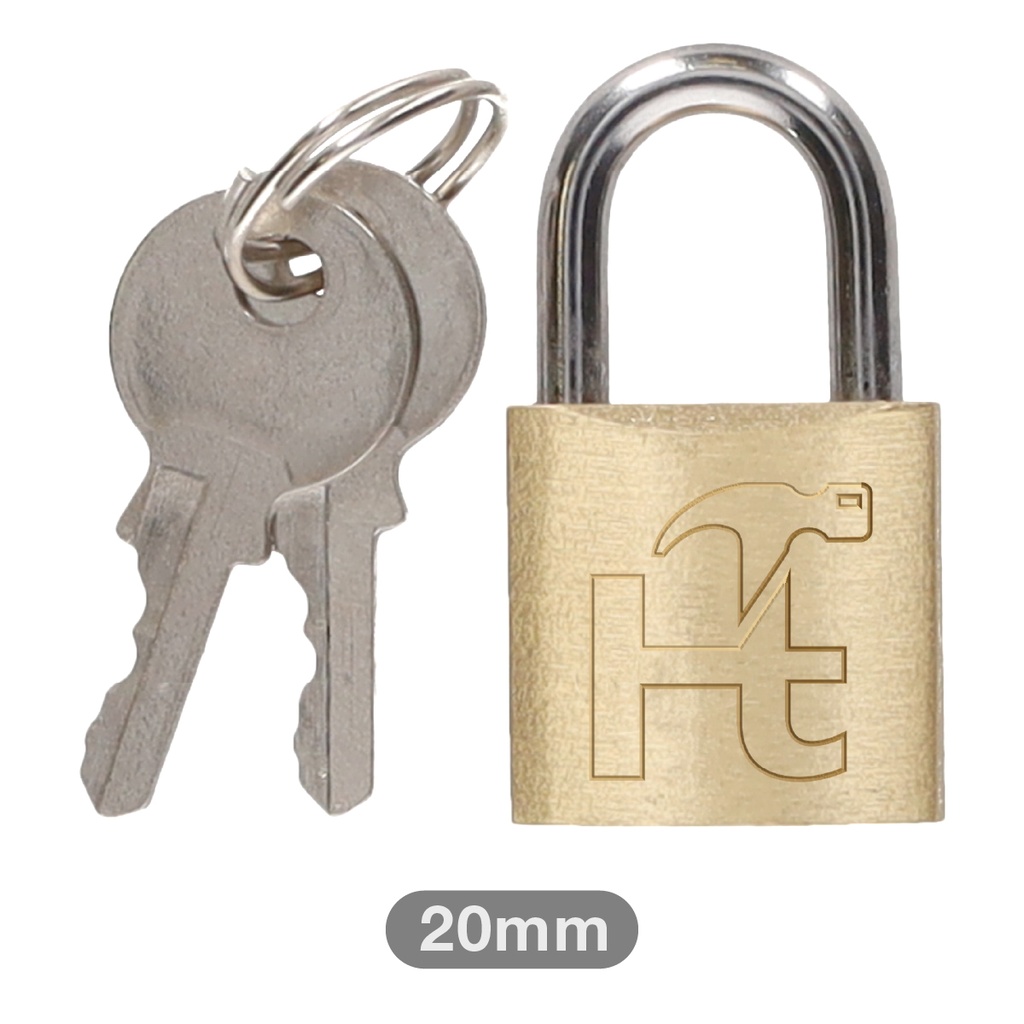 Brass padlock short neck steel 20mm 2 keys - BOX OF 12