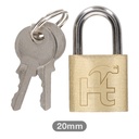 Brass padlock short neck steel 20mm 2 keys - BOX OF 12