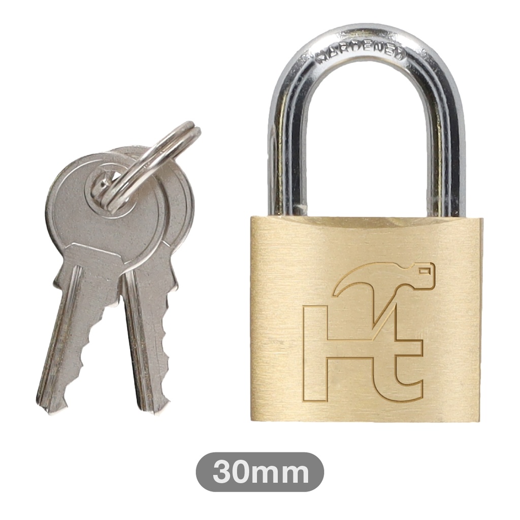 Brass padlock short neck steel 30mm 2 keys - BOX OF 12