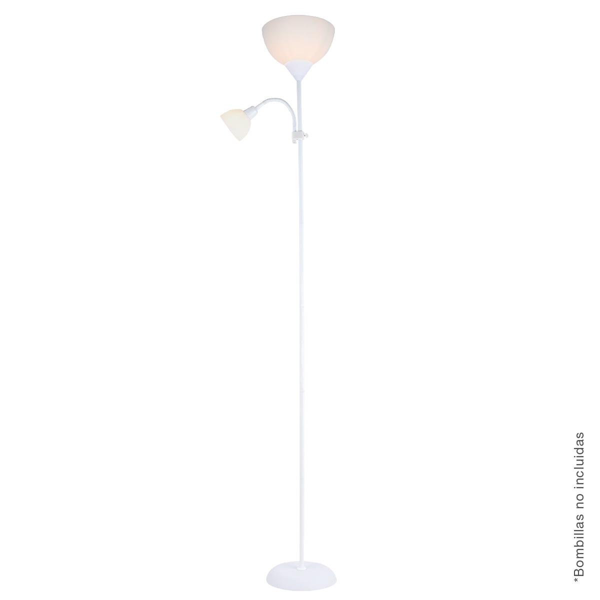 Lámpara de pie Serie Nawis 1760mm E27 con luz de lectura E14 Blanco