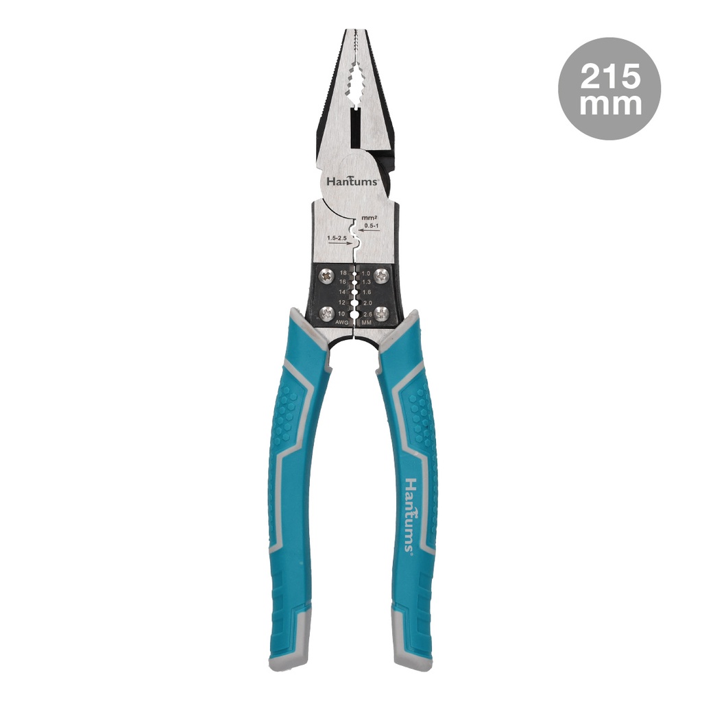 Universal profesional pliers 215mm with wire stripper and crimping tool