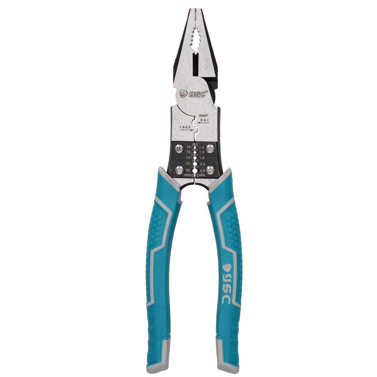 Universal profesional pliers 215mm with wire stripper and crimping tool