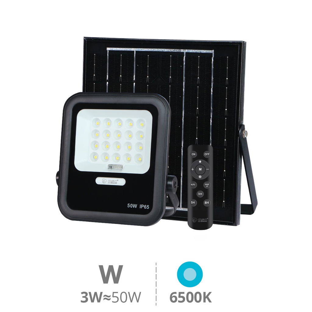 Miloha Projecteur solaire LED 50W 550lm 5Ah 6500K IP65