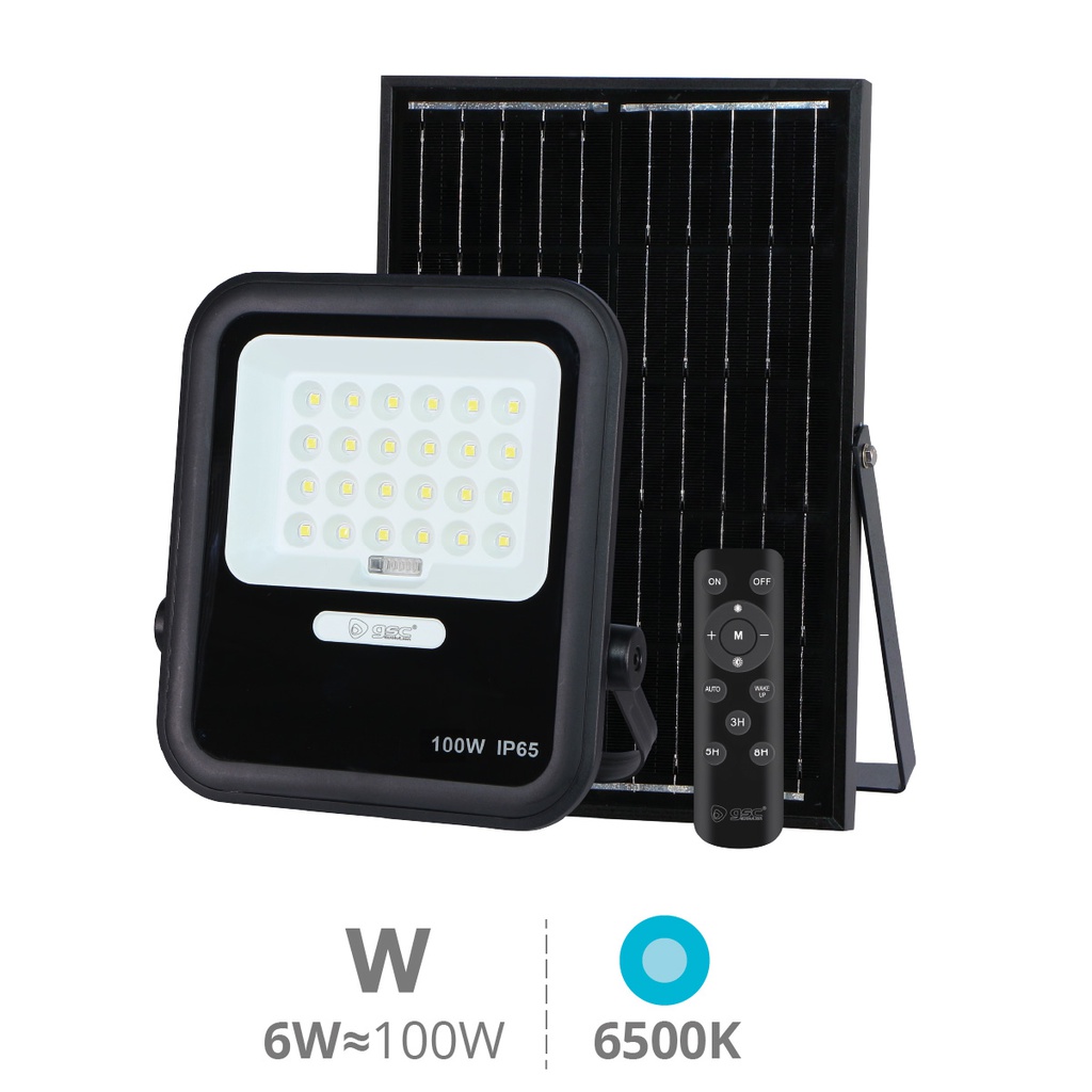Miloha Projecteur solaire LED 100W 1200lm 10Ah 6500K IP65