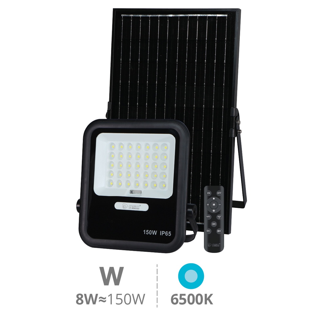 Projetor solar LED Miloha 150W 6500K IP65 Preto