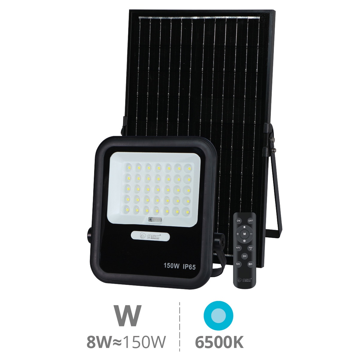 Proyector solar LED Miloha 8W 6500K IP65 Negro