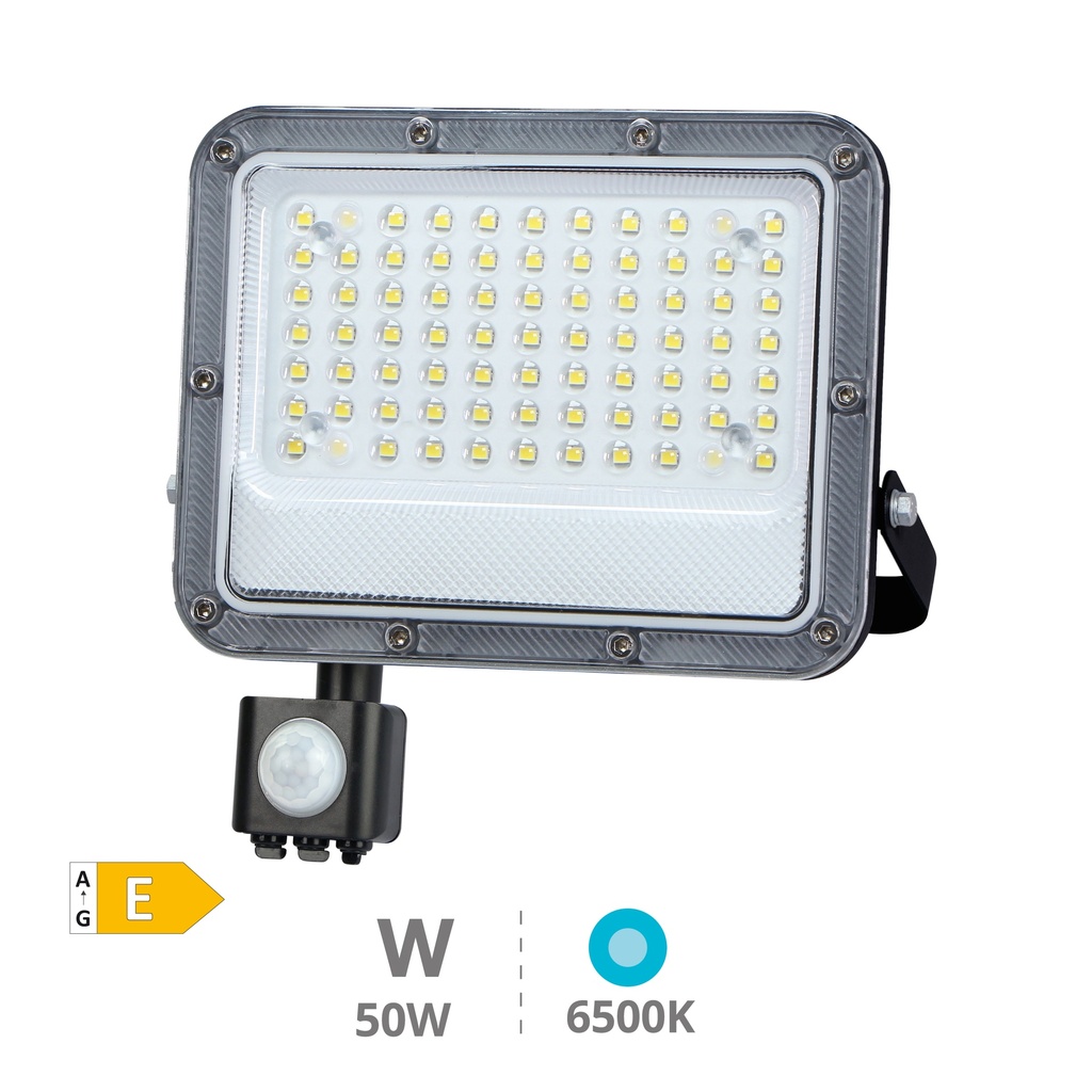 Projetor em alumínio LED Belinta com sensor 50W 6500K IP65 Preto