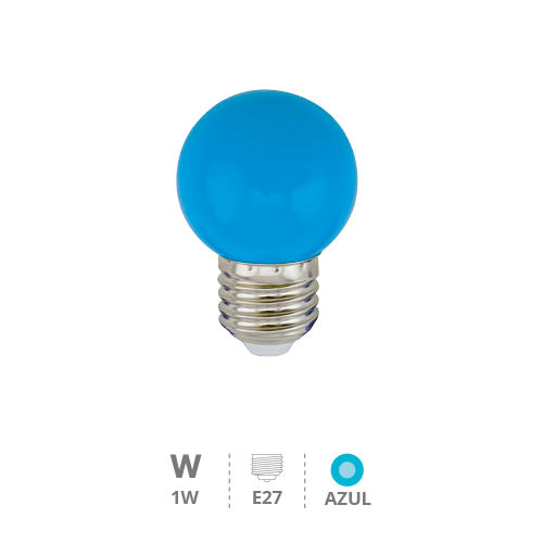 Lâmpada LED esférica 1W E27 azul