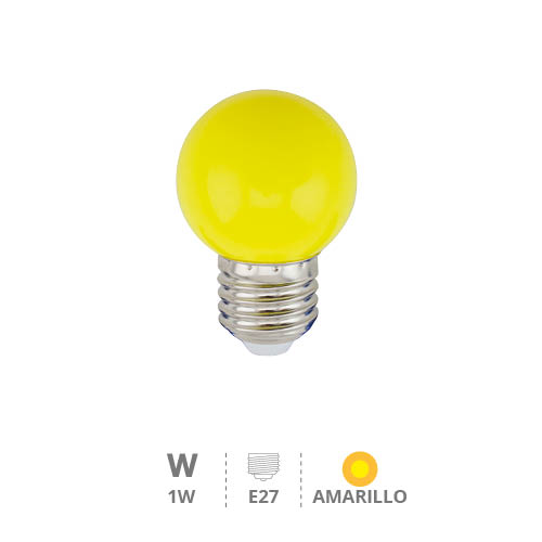 Lâmpada LED esférica 1W E27 amarela
