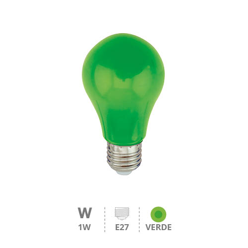 Lâmpada LED padrão 1W E27 verde
