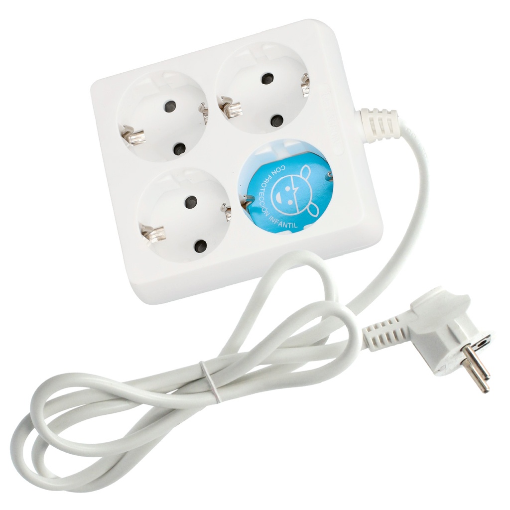 Serie Estandar Bloc multiprises 4 P (3x1,5 mm) 1.5 M Blanc