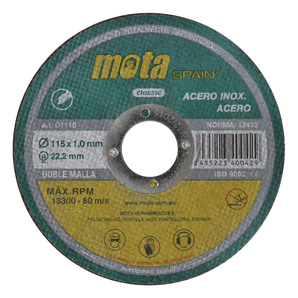 Pack of 25 stainless steel cutting discs 115x1x22.23mm