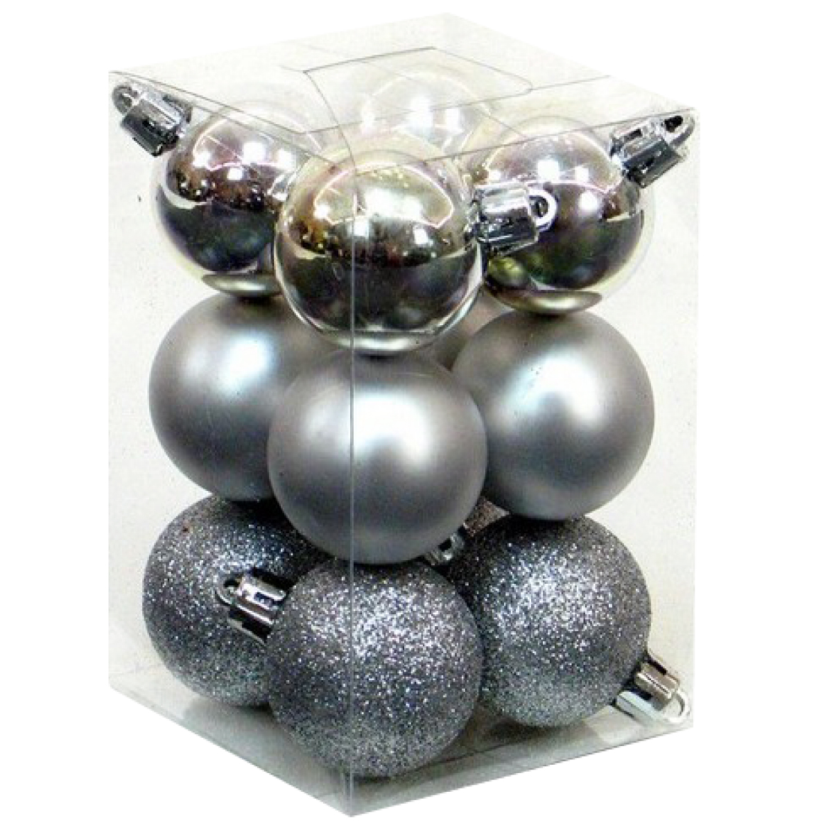 Pack 12 boules de Noël 6cm argentées