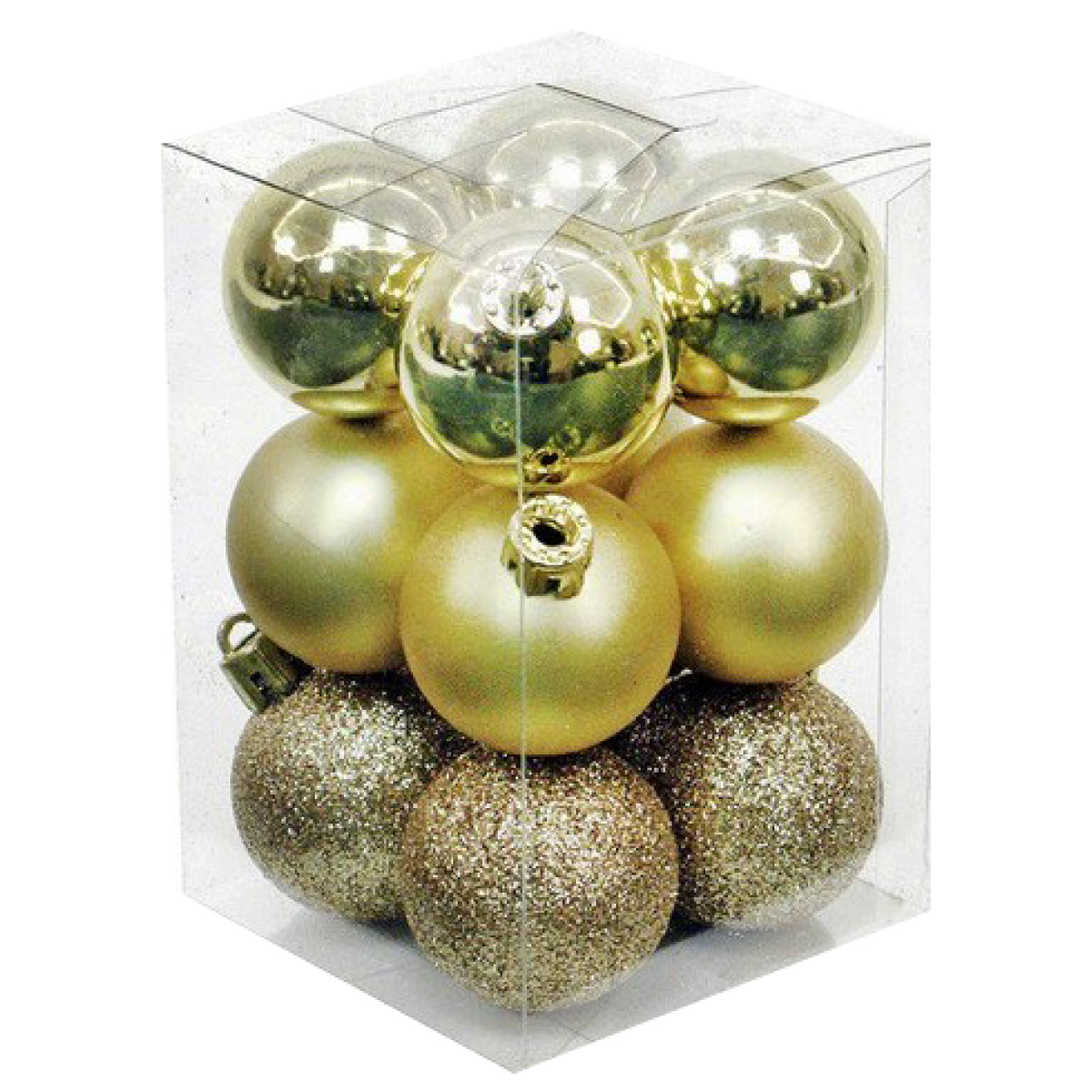 Pack 12 boules de Noël 6cm dorées