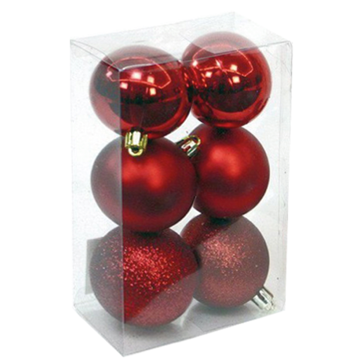 Pack 6 boules de Noël 8cm rouges