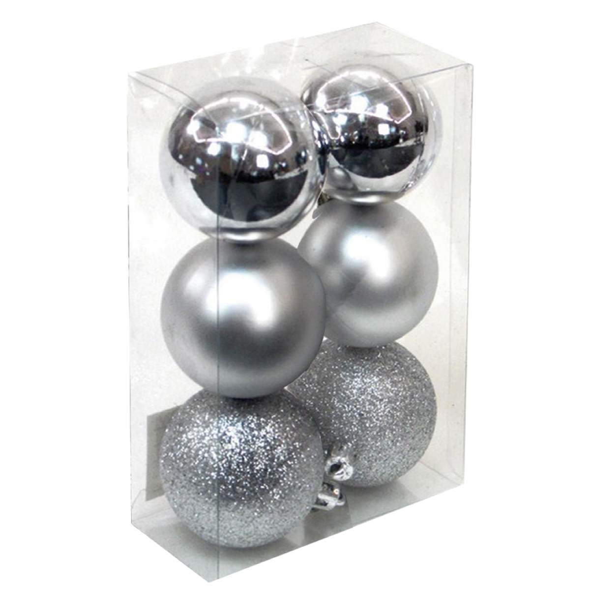 Pack 6 boules de Noël 8cm argentées