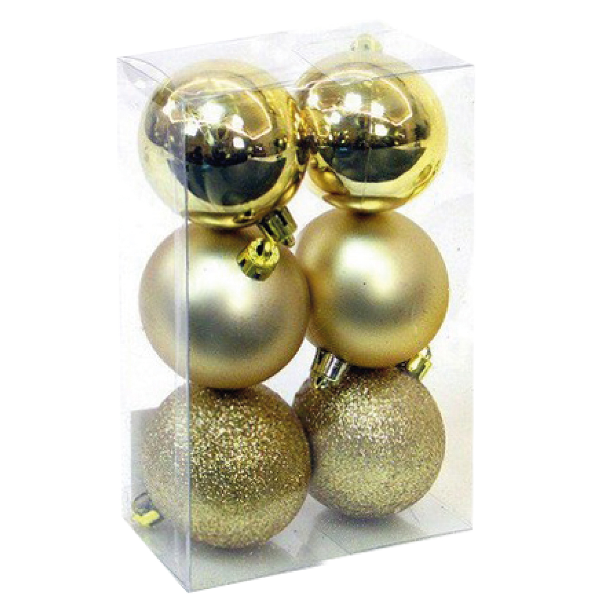 Pack 6 boules de Noël 8cm dorées