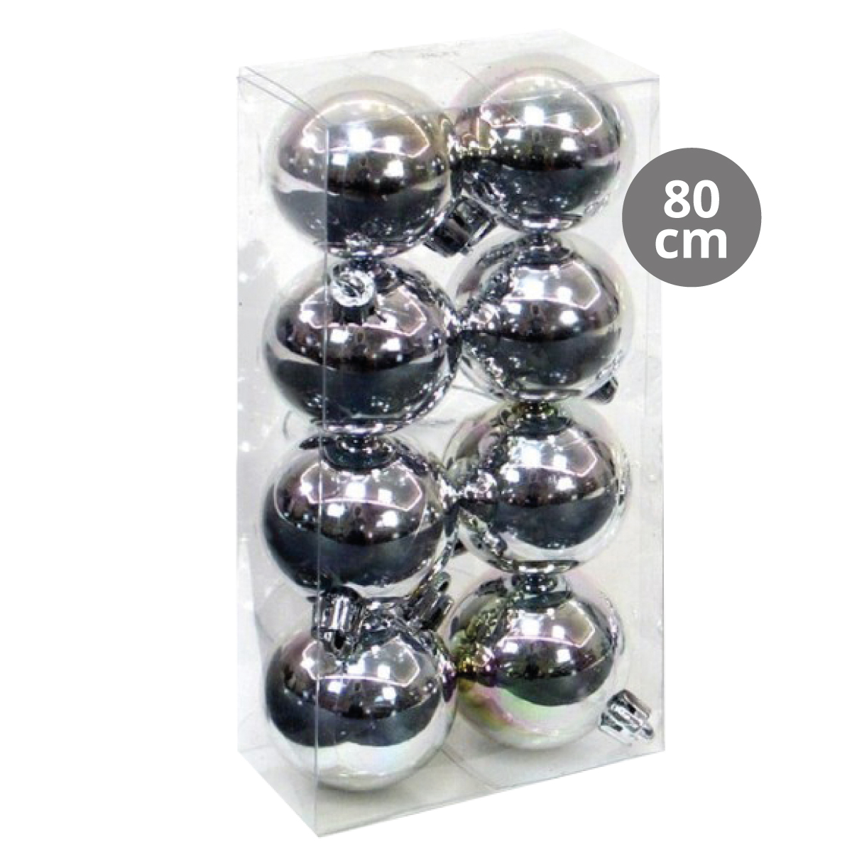 Pack 8 bolas de Natal 8cm Prateado