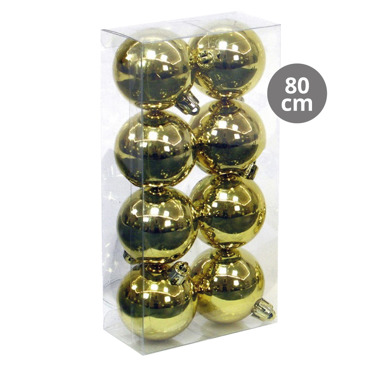 Pack 8 bolas de Natal 8cm Dourado