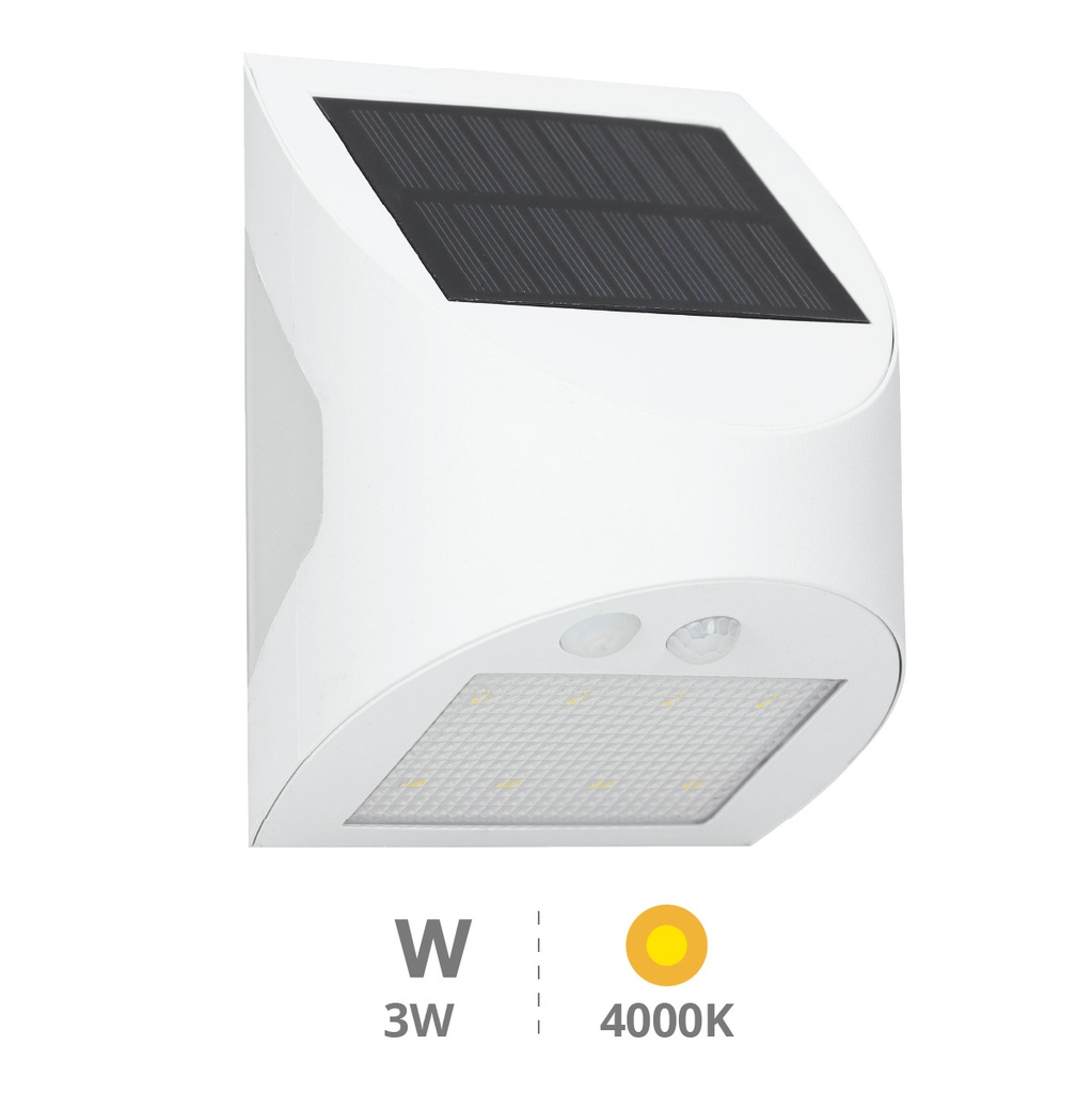 Aplique solar LED Kolam con sensor de movimiento y crepuscular 3W 4000K Blanco