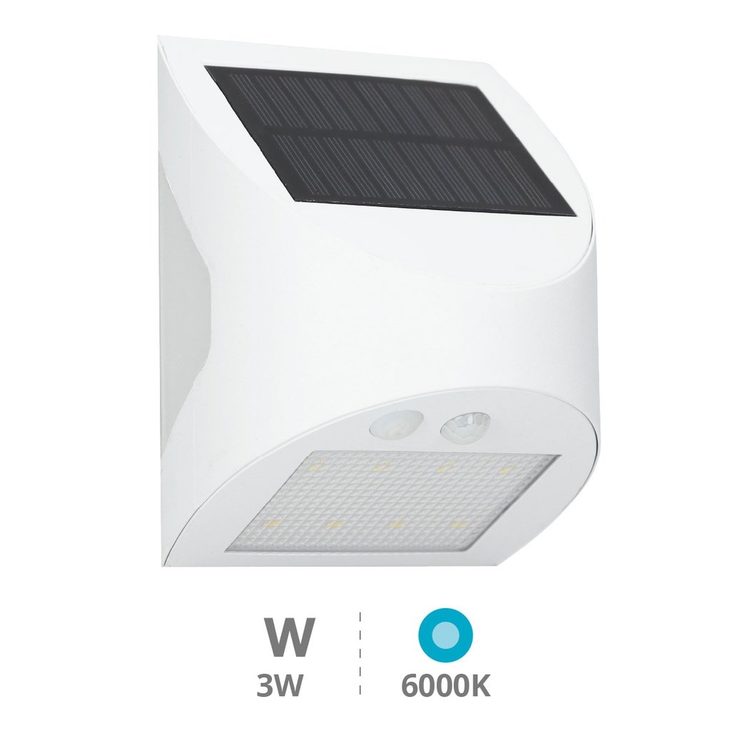 Aplique solar LED Kolam con sensor de movimiento y crepuscular 3W 6000K Blanco