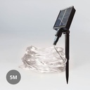 Cordão de luzes LED solares de 5 metros com 8 funções, branco frio