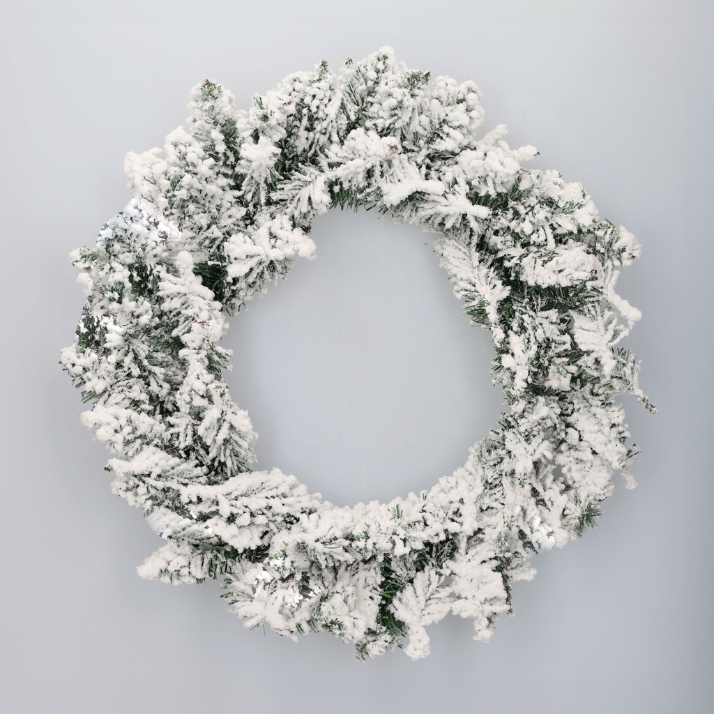 Couronne de Noël enneigée Kiak Ø50cm 80 branches